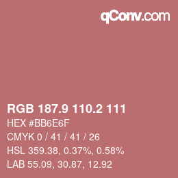 Color code: RGB 187.9 110.2 111 | qconv.com