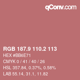 カラーコード: RGB 187.9 110.2 113 | qconv.com