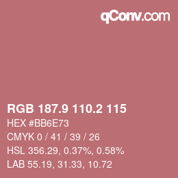 Color code: RGB 187.9 110.2 115 | qconv.com