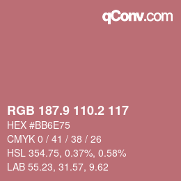カラーコード: RGB 187.9 110.2 117 | qconv.com