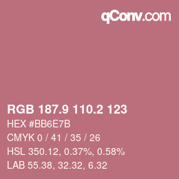 カラーコード: RGB 187.9 110.2 123 | qconv.com
