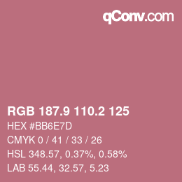 Color code: RGB 187.9 110.2 125 | qconv.com