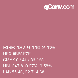 カラーコード: RGB 187.9 110.2 126 | qconv.com
