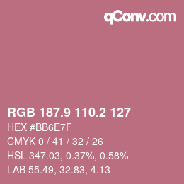 カラーコード: RGB 187.9 110.2 127 | qconv.com