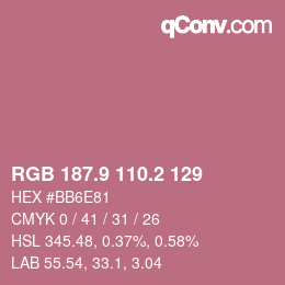 Color code: RGB 187.9 110.2 129 | qconv.com