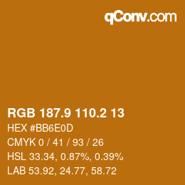 カラーコード: RGB 187.9 110.2 13 | qconv.com