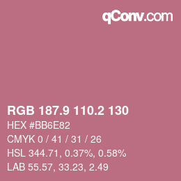 Color code: RGB 187.9 110.2 130 | qconv.com