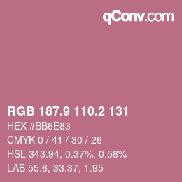 カラーコード: RGB 187.9 110.2 131 | qconv.com