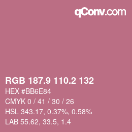 カラーコード: RGB 187.9 110.2 132 | qconv.com