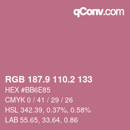 カラーコード: RGB 187.9 110.2 133 | qconv.com