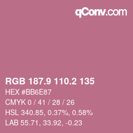 Color code: RGB 187.9 110.2 135 | qconv.com