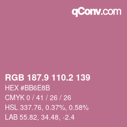 Color code: RGB 187.9 110.2 139 | qconv.com