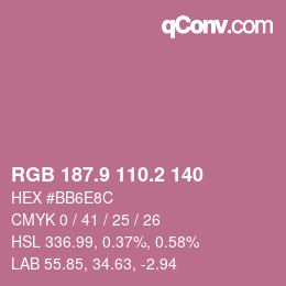 カラーコード: RGB 187.9 110.2 140 | qconv.com