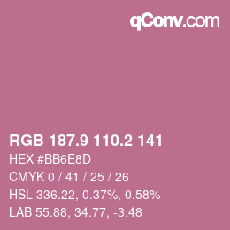 カラーコード: RGB 187.9 110.2 141 | qconv.com