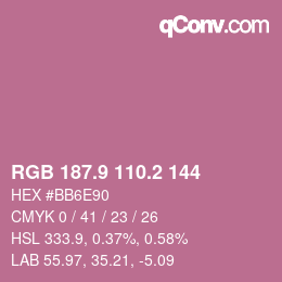 Color code: RGB 187.9 110.2 144 | qconv.com