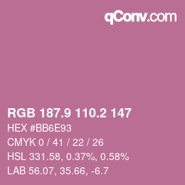 カラーコード: RGB 187.9 110.2 147 | qconv.com