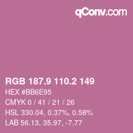 Color code: RGB 187.9 110.2 149 | qconv.com