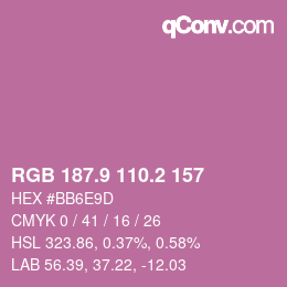 カラーコード: RGB 187.9 110.2 157 | qconv.com