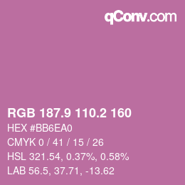 カラーコード: RGB 187.9 110.2 160 | qconv.com
