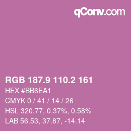 カラーコード: RGB 187.9 110.2 161 | qconv.com