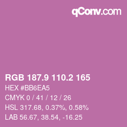 カラーコード: RGB 187.9 110.2 165 | qconv.com