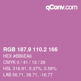 カラーコード: RGB 187.9 110.2 166 | qconv.com