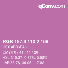 カラーコード: RGB 187.9 110.2 168 | qconv.com