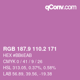 カラーコード: RGB 187.9 110.2 171 | qconv.com