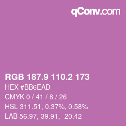 カラーコード: RGB 187.9 110.2 173 | qconv.com
