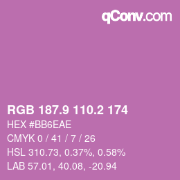 カラーコード: RGB 187.9 110.2 174 | qconv.com