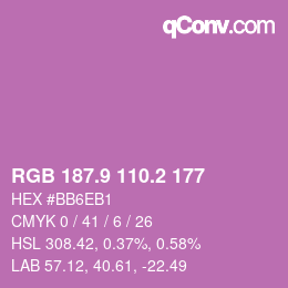カラーコード: RGB 187.9 110.2 177 | qconv.com