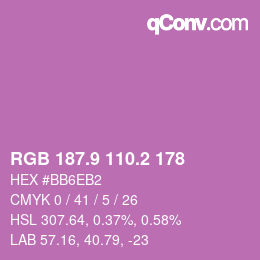 カラーコード: RGB 187.9 110.2 178 | qconv.com
