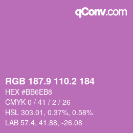 カラーコード: RGB 187.9 110.2 184 | qconv.com