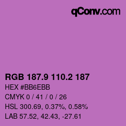 カラーコード: RGB 187.9 110.2 187 | qconv.com
