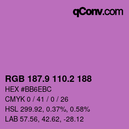 カラーコード: RGB 187.9 110.2 188 | qconv.com