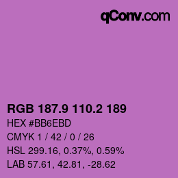 カラーコード: RGB 187.9 110.2 189 | qconv.com