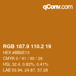 Color code: RGB 187.9 110.2 19 | qconv.com