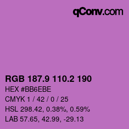 カラーコード: RGB 187.9 110.2 190 | qconv.com