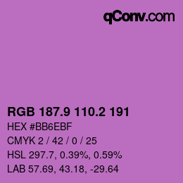 カラーコード: RGB 187.9 110.2 191 | qconv.com