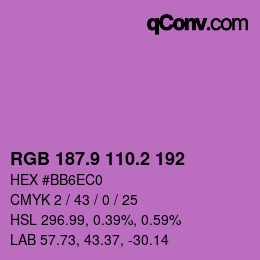 カラーコード: RGB 187.9 110.2 192 | qconv.com