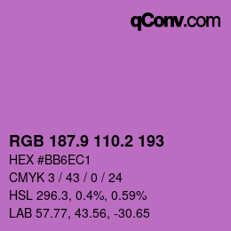 カラーコード: RGB 187.9 110.2 193 | qconv.com