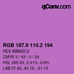 カラーコード: RGB 187.9 110.2 194 | qconv.com