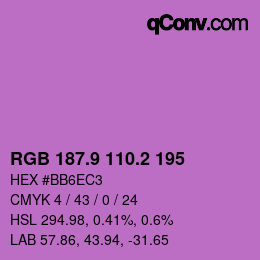 カラーコード: RGB 187.9 110.2 195 | qconv.com