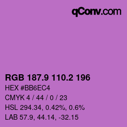 カラーコード: RGB 187.9 110.2 196 | qconv.com