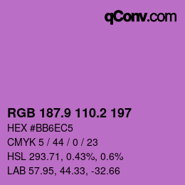 カラーコード: RGB 187.9 110.2 197 | qconv.com