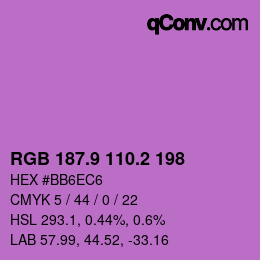 カラーコード: RGB 187.9 110.2 198 | qconv.com