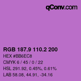 カラーコード: RGB 187.9 110.2 200 | qconv.com