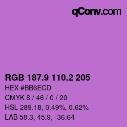 カラーコード: RGB 187.9 110.2 205 | qconv.com