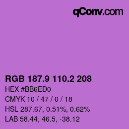 カラーコード: RGB 187.9 110.2 208 | qconv.com