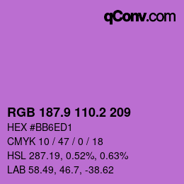 カラーコード: RGB 187.9 110.2 209 | qconv.com